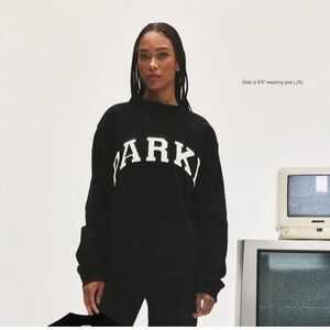 PARKE Black + White Fleece Varsity Mockneck Sweatshirt Size S/M SOLD OUT!!